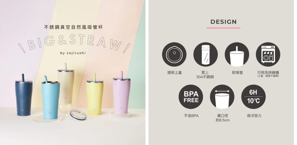 象印不銹鋼真空吸管杯