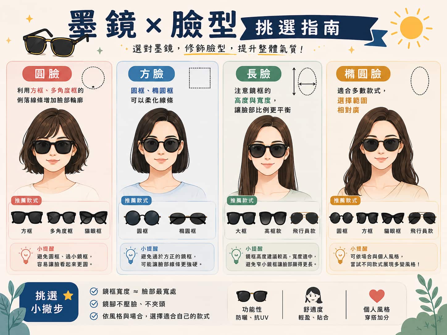 你的臉型適合哪一種墨鏡