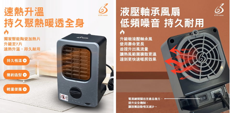 BLACK GEARS微型低功率電暖器