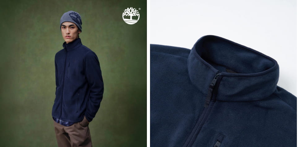 Timberland男款深寶石藍抓絨外套